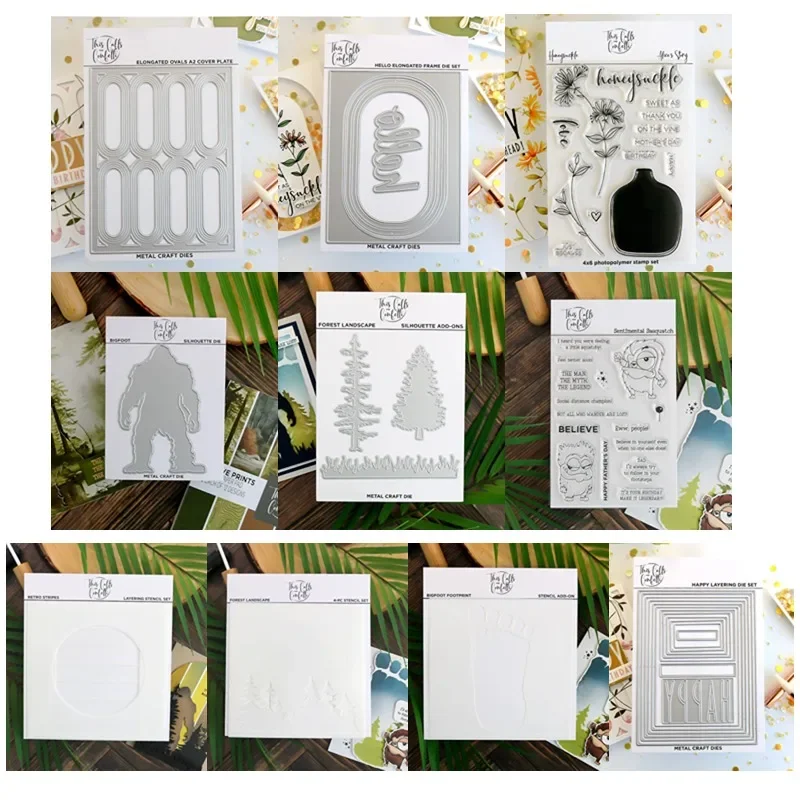 Les sentimentálny sasquatch bigfoot krajina Honeysuckle Cutting Cutting Dies Stamps Stencil Scrapbooking Denník Embosing DIY