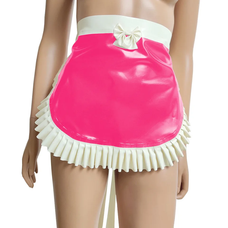 Lesklá kožená šnurovacia šnurovacia zástera, varenie, kuchynská zástera, kostým Server Server, Club Cosplay Maid