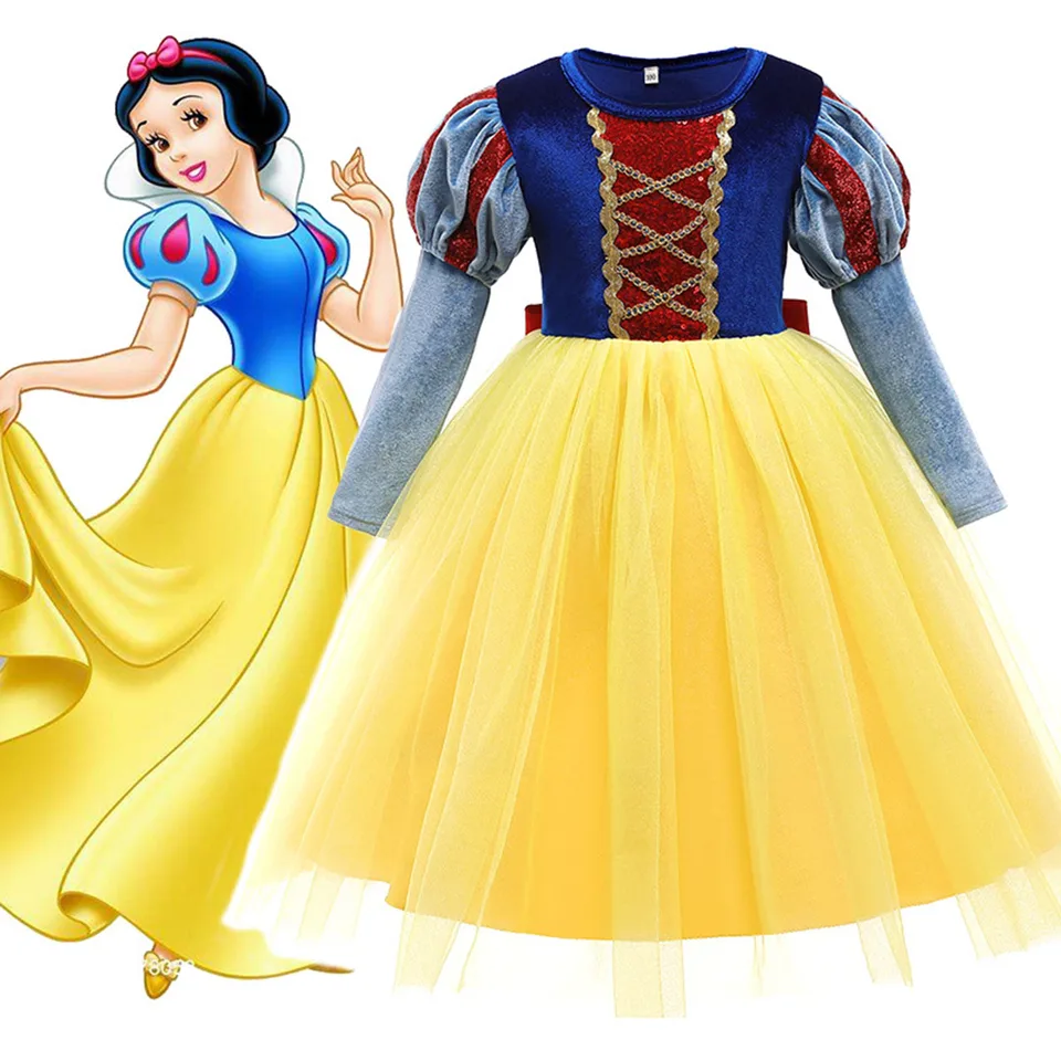 Lesklé batoľa malé dievčatá film Snehulienka biela princezná cosplay halloween fancy veľkonočné šaty narodeninové šaty