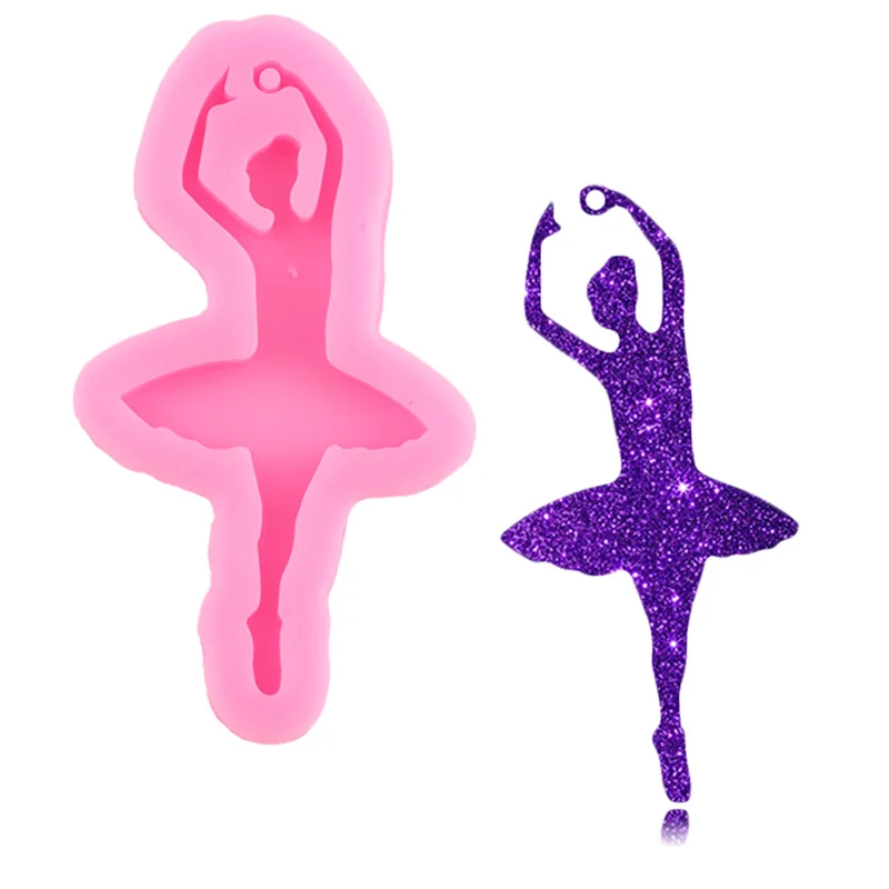 Lesklé tanečné dievčenské náušnice Silikónový keychain form baletu tanečnica živice remeselné formy