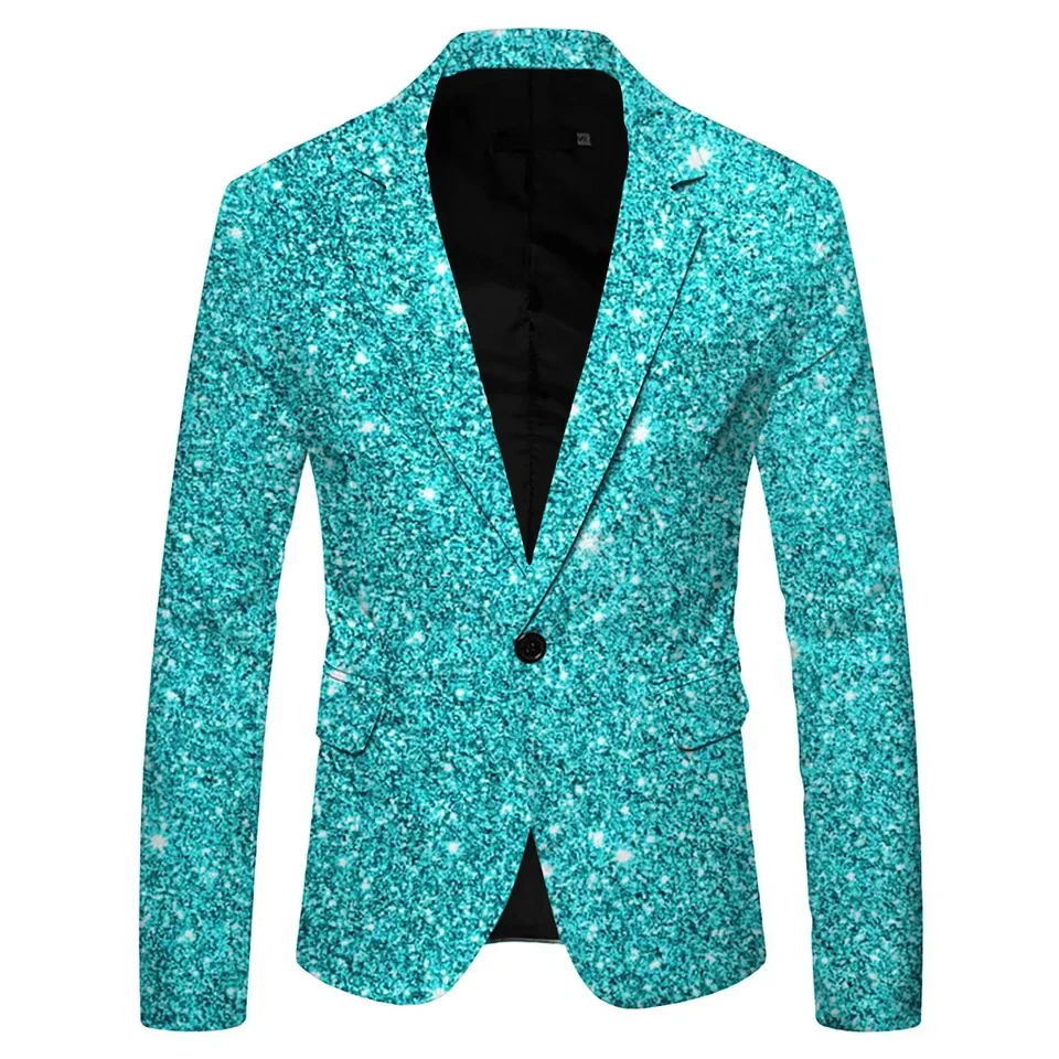 Lesklý flotický oblek bunda Pánsky scéna Performance Performance Coat Modrá červená fialová blazers