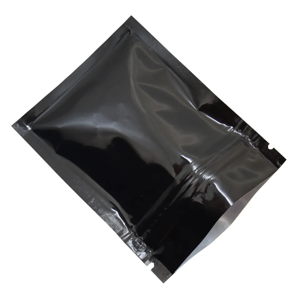 Lesklý čierny ziplock Self -zapečatený hliníkový balenie vrecka voňavé čajové občerstvenie občerstvenie balenie mylar fólového vrecka so zipsom topom