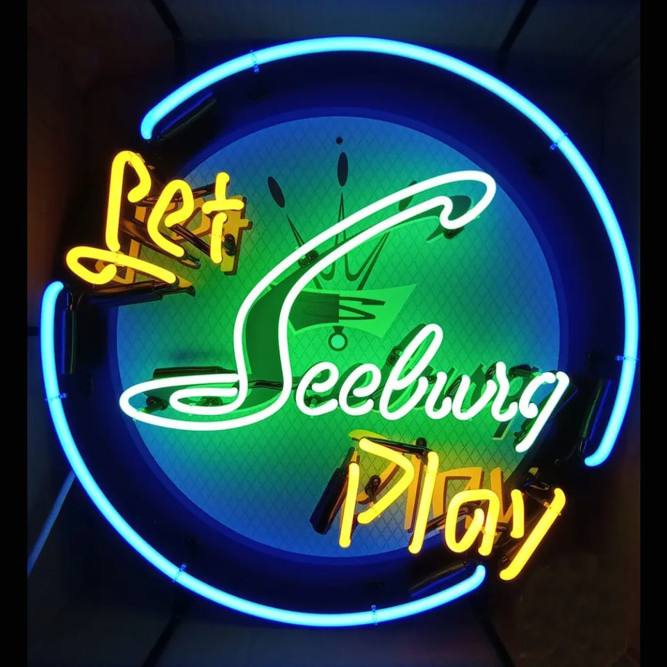 Let Seeburg Play Jukebox Neon Light Sign Printed Board Custom Ručne vyrábaný displej s pravou sklenenou trubicou Inzercia herná izba dekor 17 