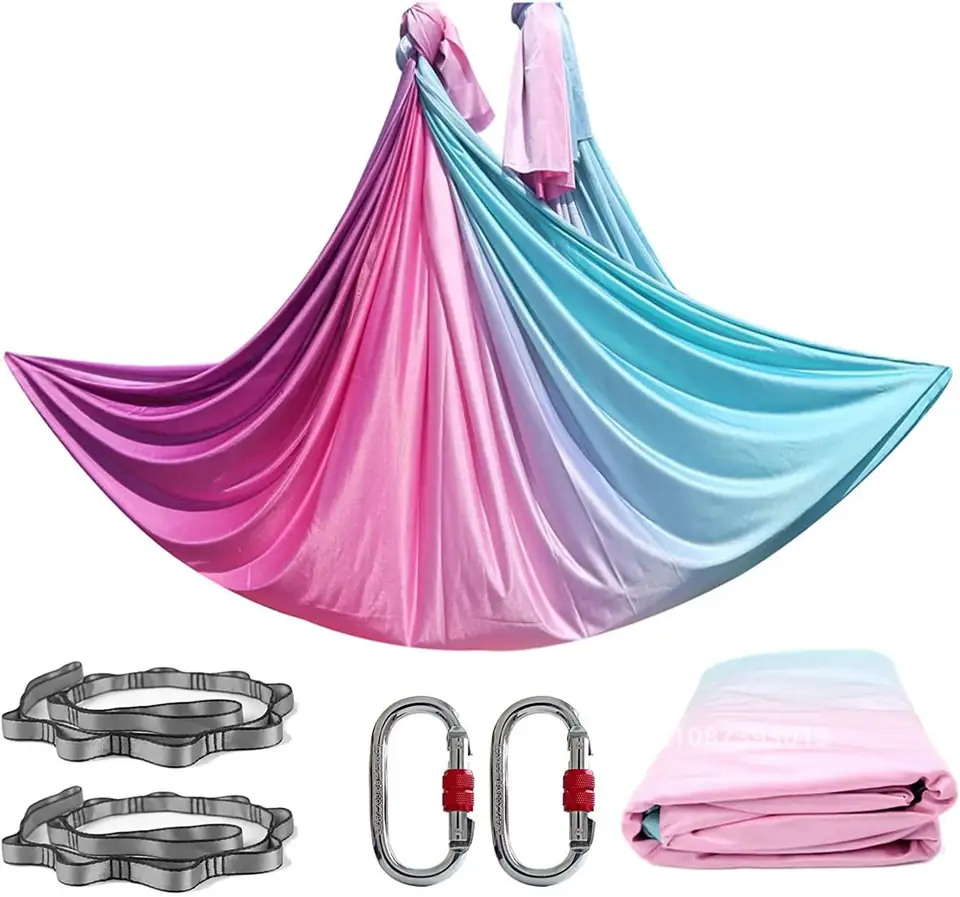 Letecká joga hojdacia hojdacia sieť Fitness Pilates hodvábná tkanina Yoga Swing 5,5 yardov patrí karabíny Daisy reťazec pre inverzné cvičenia