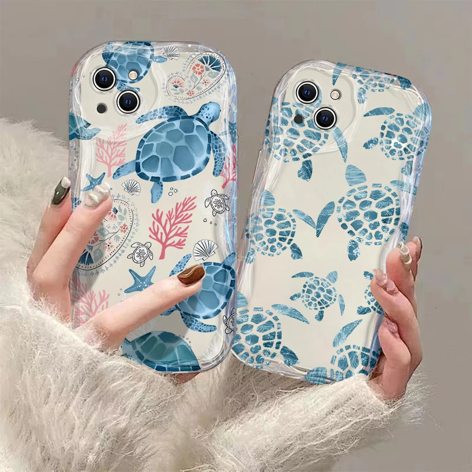 Letná karikatúra korytnačky 3D vlny puzdro pre xiaomi mi 14 12 12t 11 lite POCO M6 x6 x5 x4 f4 x3 m3 Pro 4g 5g silikónový kryt