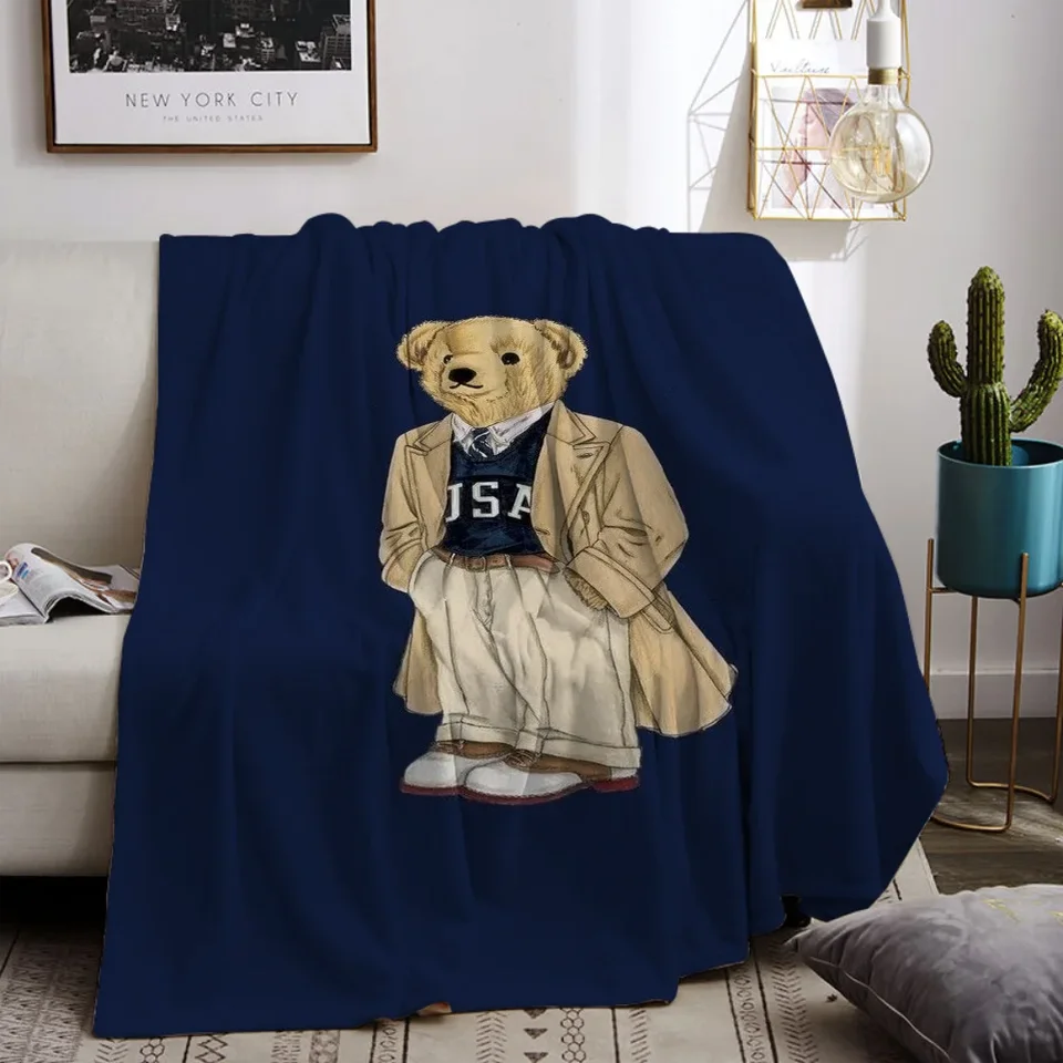 Letná prikrývka pre pohovky Polo Bears Fluffy Plaid Designer Dela King Veľkosť Mikrovlákna Interiér pre domácu pohovku prikrývky