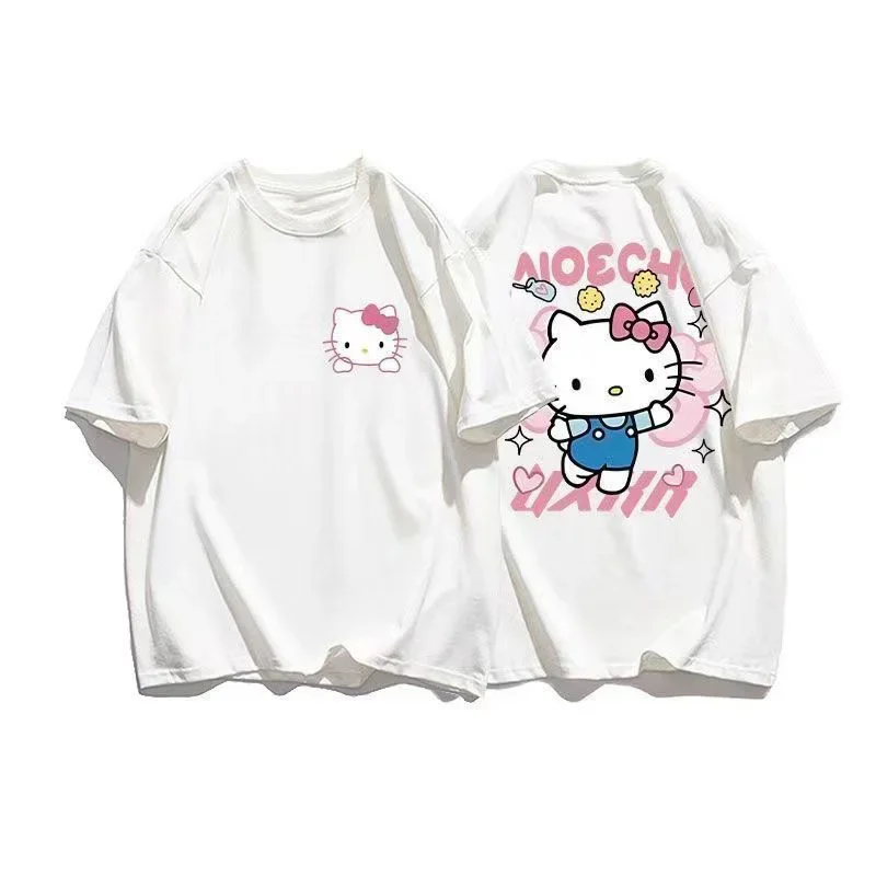 Letné ahoj mačiatko Príležitostné tričko s krátkym rukávom pre ženy voľné korean móda y2k top sanrio oblečenie na streetwear tričko