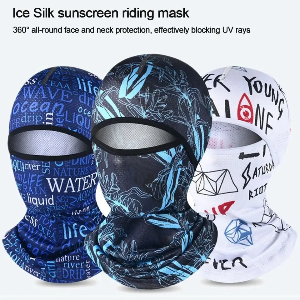 Letné chladno Balaclava ľadové hodváb Cycling Full Face Cap Sun Anti-UV Ochrana Sport Face Cover Tave Cover Motocykel Pánsky klobúk Motocykel