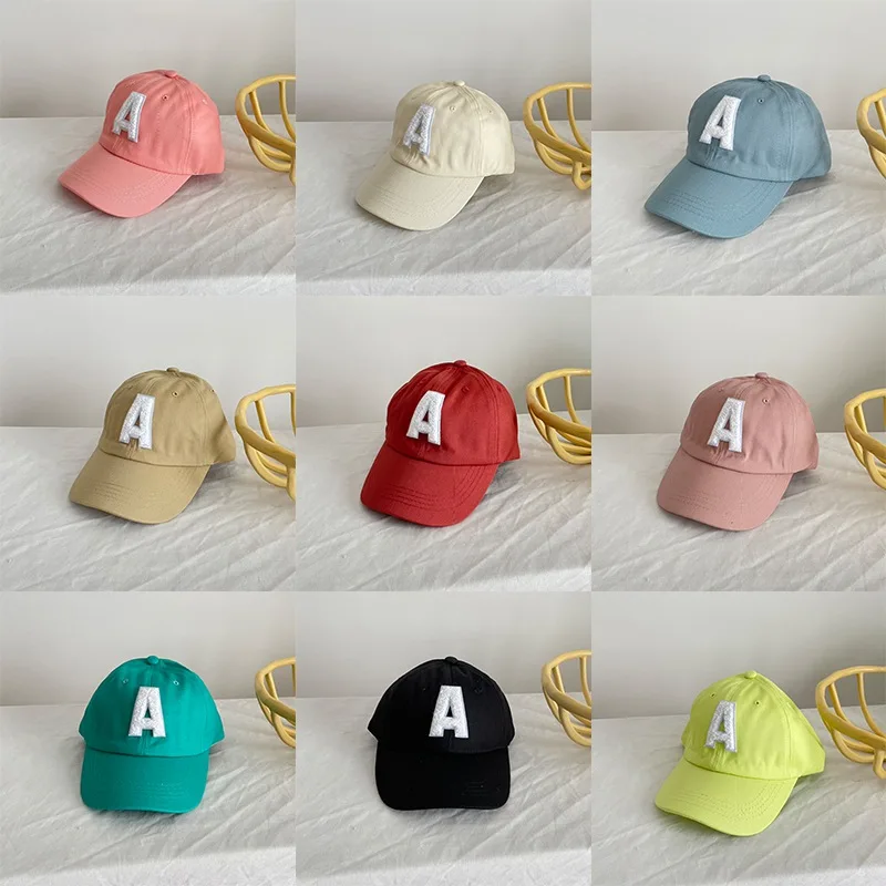 Letné chlapci dievčatá Kórejský list a výšivka detí baseballová čiapka Candy Candy Sun Cover Caps nastaviteľné deti plážový klobúk