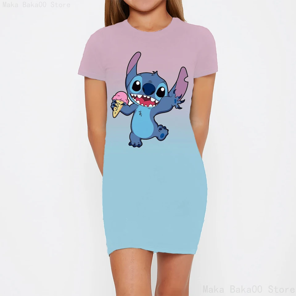 Letné dievčatá leto Disney steh tlač neformálne pohodlné tesné šaty Party Mini šaty dievčatá módne šaty s krátkym rukávom