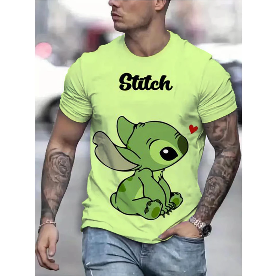 Letné Disney Mickey Mouse tlač Pánske tričká Streetwear Polyester 0 ne-neck Loose krátke rukávy Topy Tops Casy Loose Triks Men