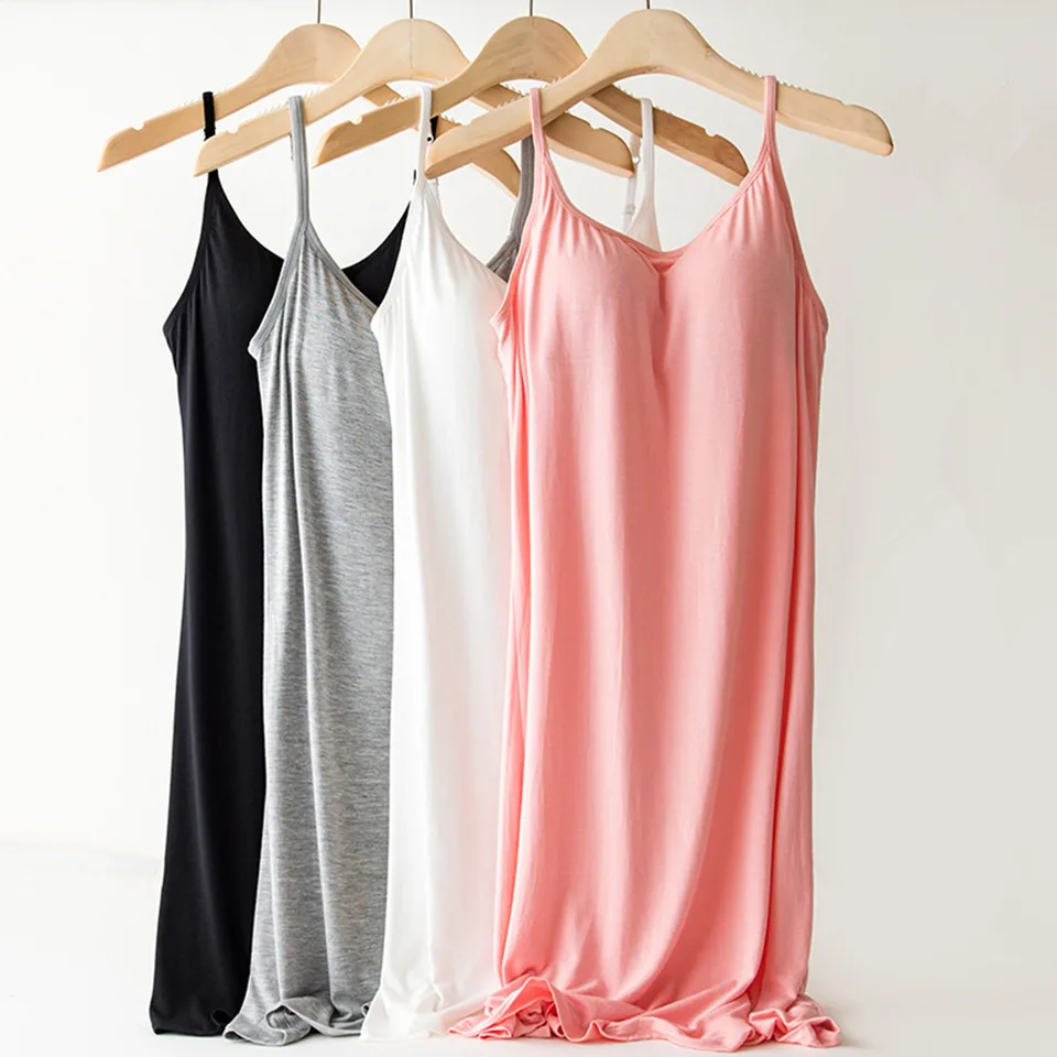 Letné dámske dámske modálne spánkové oblečenie domáce nočné košeľa Ženy Sleepwear Loose Ladies Nightgown Spaghetti Strap Nočné šaty