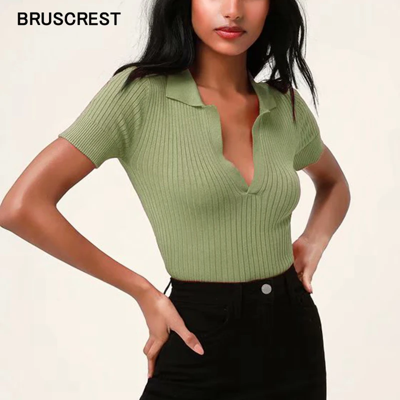 Letné dámske polheské košele Dámske kraťasy Krátke rukáve biele pevné orezané pólové košele Mujer Streetwear