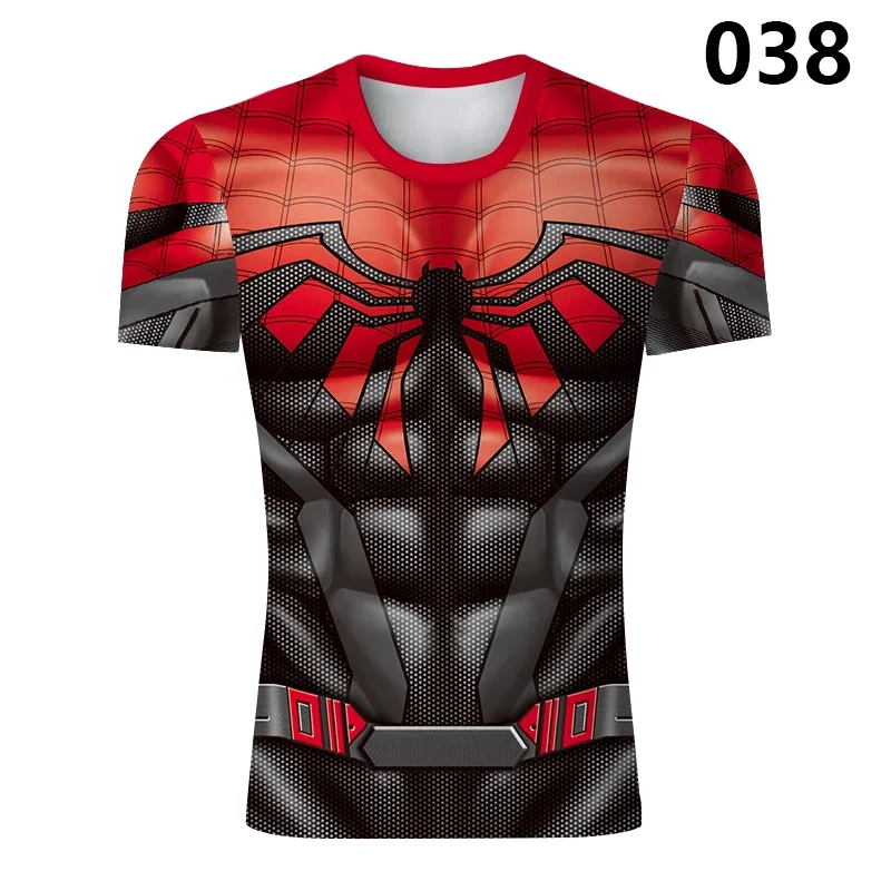 Letné komiksy Spiderman Tričko Futbalové dresy Kompresia Spiderman Superhrdina krátko rukávy Stretné plavky plážové topy