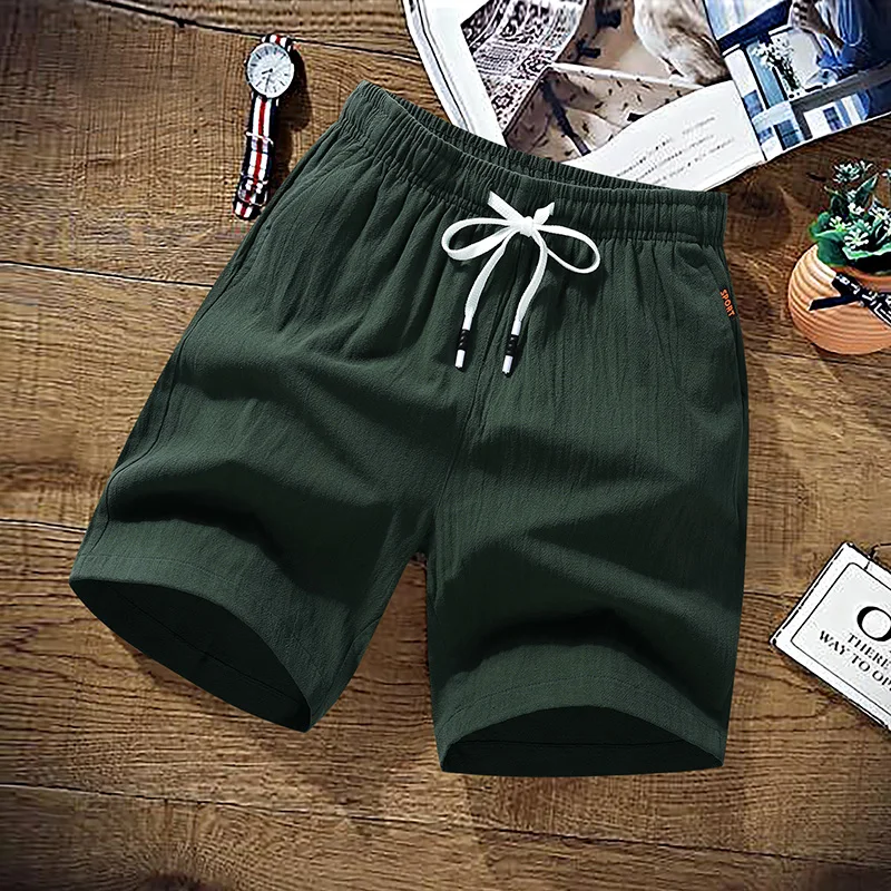 Letné kraťasy Men Solid Casy Shorts Muži 100% bavlnené kraťasy Značka plážové kraťasy bavlnené bielizeň