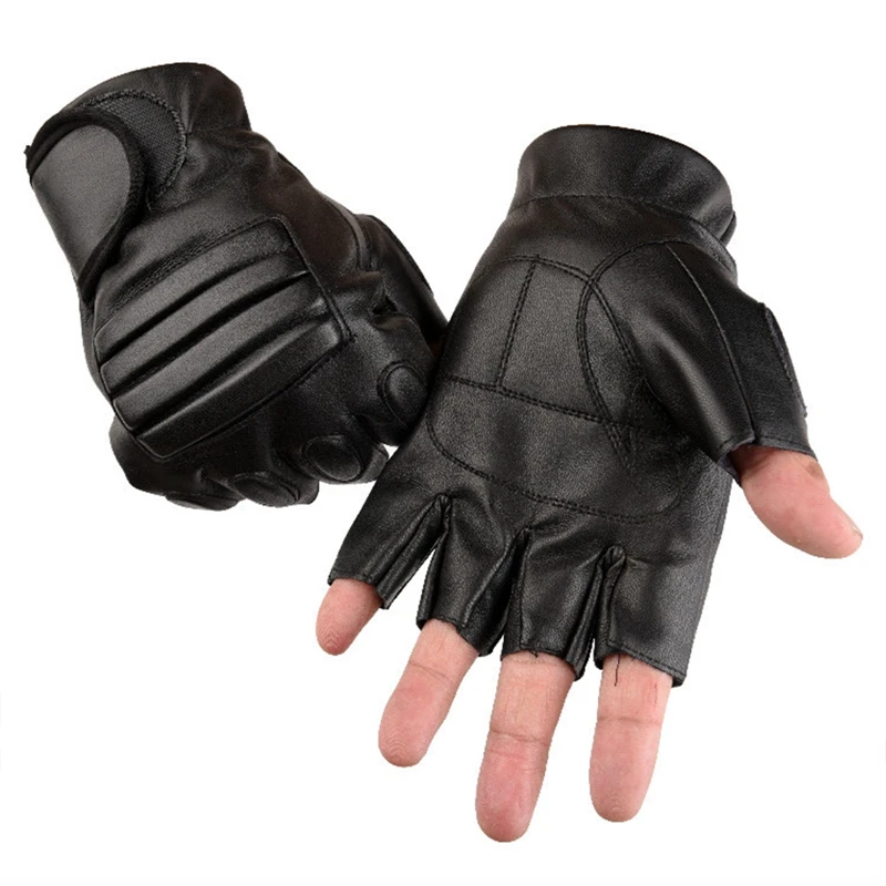 Letné motocyklové rukavice napoly prst PU kožené motocyklistické rukavice ATV MTB cyklistické rukavice anti-pády Palm Guard Moto Moto Verano
