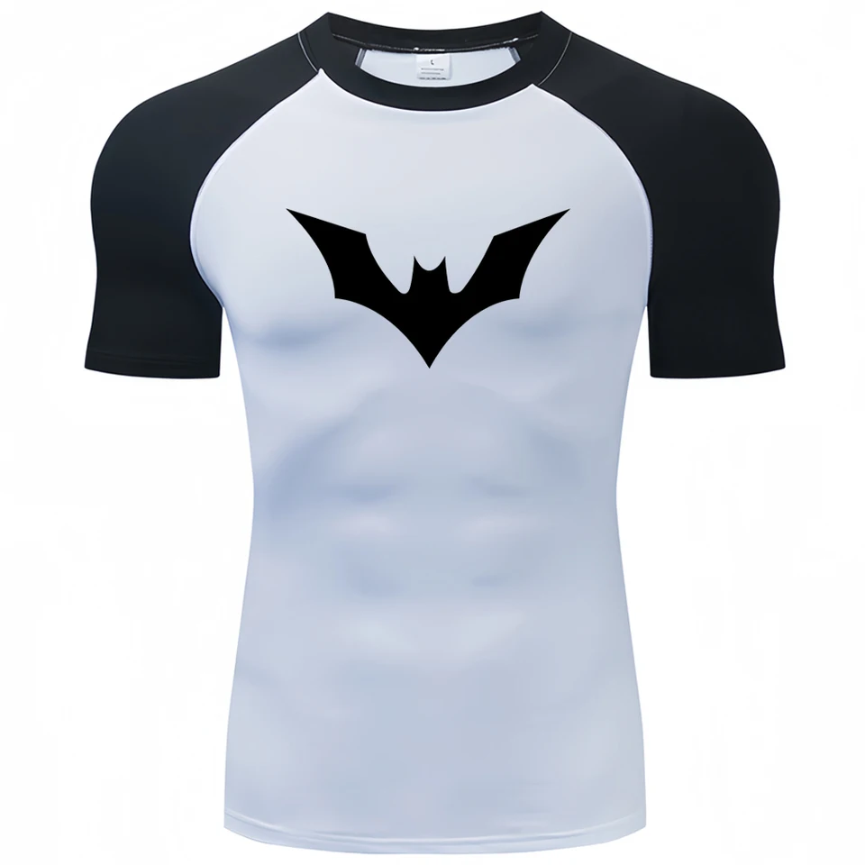 Letné mužské tesné kompresné tričko Tričko Bat Gym Tirls Atletic Tee Quick Dry Top Sports Fitness Male Running s krátkym rukávom