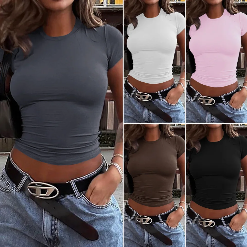 Letné nové tričko s krátkym rukávom Dámske dámske tričko TEE Soft All-Match HODNÉ BASIC PROP TOPS Y2K Tees Camiseta Topy Z Krótkim Rękawem