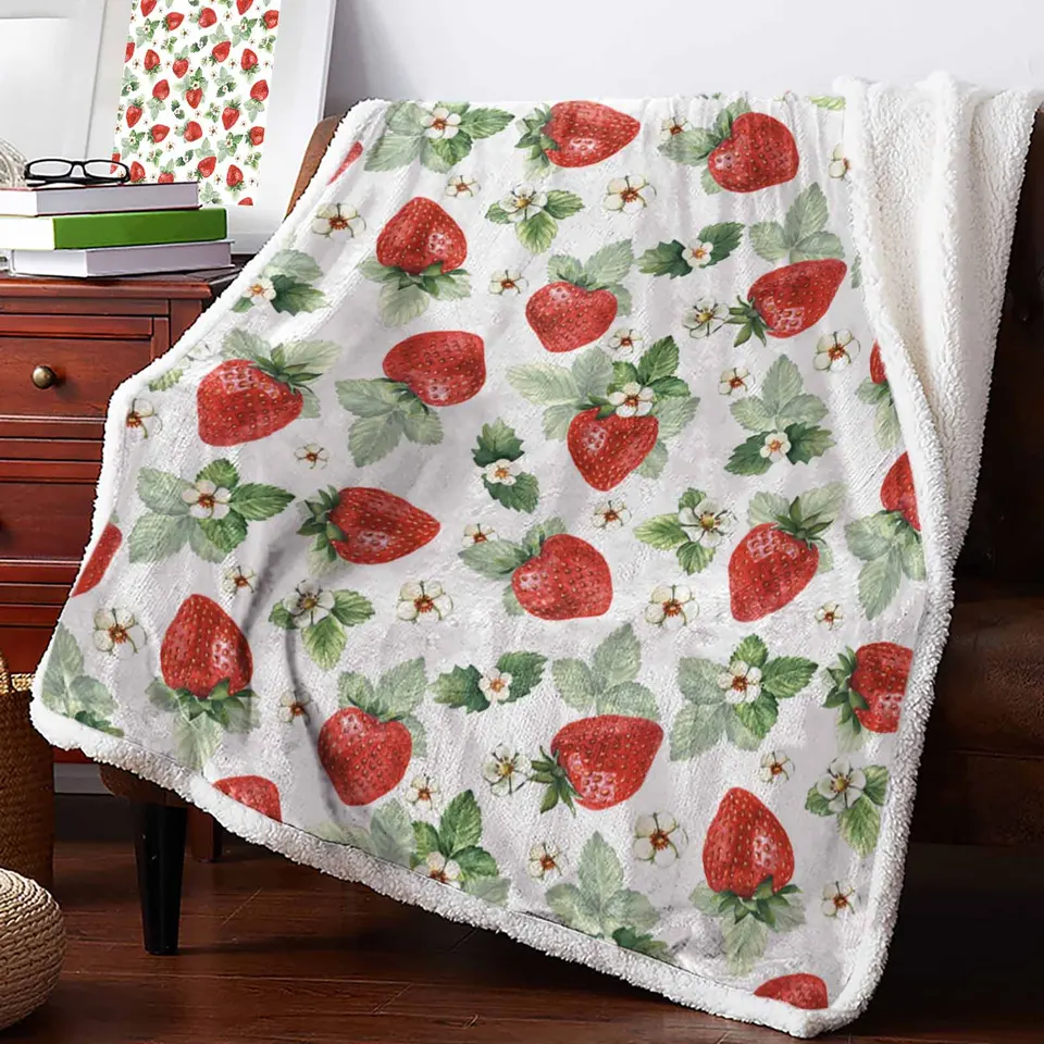 Letné ovocné jahodové kvetiny kašmírka prikrývka zimné teplé prikrývky na mäkké hody pre postele pohovka vlna prikrývka Bedspread