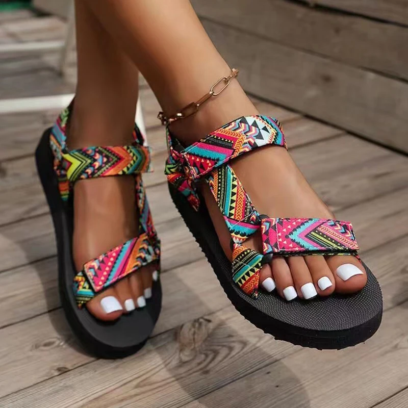 Letné ploché dámske topánky konopné lano Set Foot Beach Sandals Outdoor All-Match Casual Plippers veľké veľkosti Ženy sandále