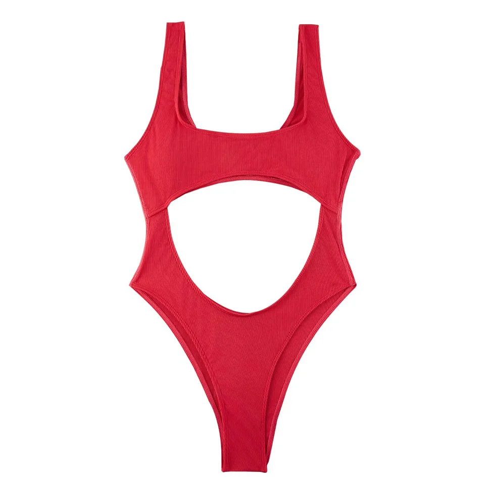 Letné plážové oblečenie bikiny šaty Slid Color Slim Fit Sexy duté plavky Dámske bikiny Bikini Bottoms Bañadores de Una pieza