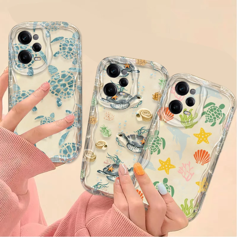 Letné puzdro 3D vlnové puzdro pre Ocean Turtle pre Xiaomi Redmi Note 13 12 11 Pro Plus 4G 5G 12S 11S 10S 9 9S 8 13C 12c 10c Turbo 3