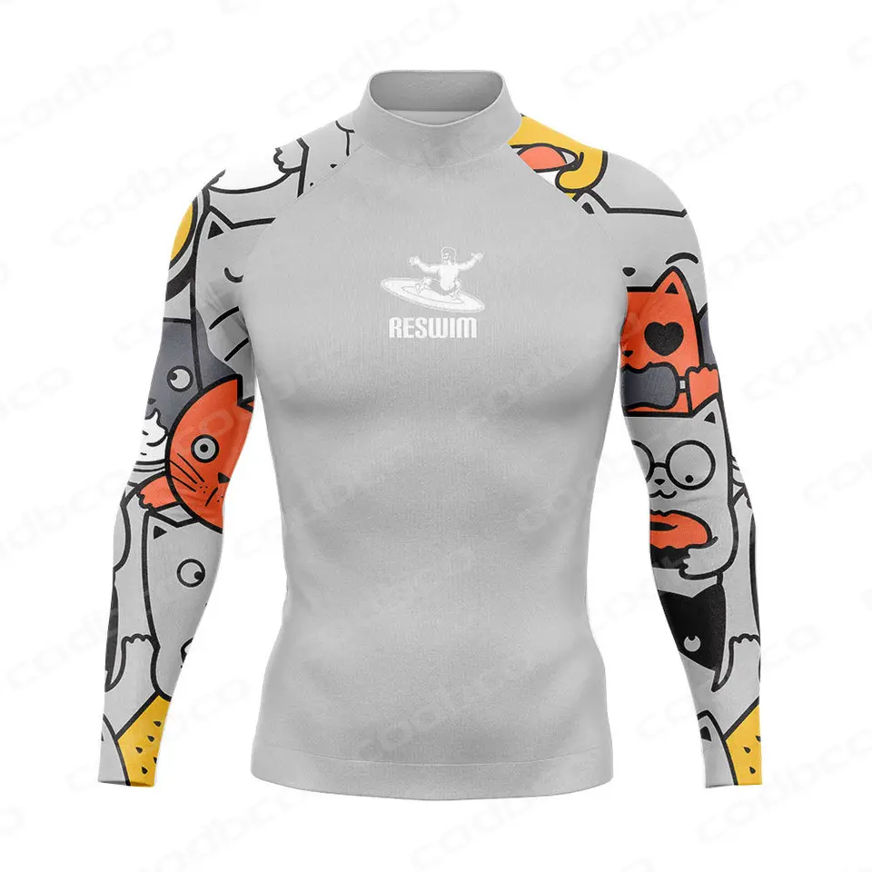 Letné pánske surfové tričko s dlhým rukávom Rashguard Surf Funny plavky UPF 50+ 2025 plážový surfovací oblek potápanie kúpaliska Tesné telocvičňové oblečenie