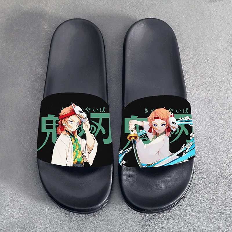 Letné sandále papuče anime démon Slayer Sabito cosplay klzká karikatúra topánky pre mužov Ženy unisex halloween darček