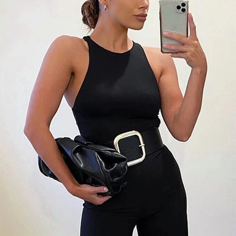 Letné sexy bez rukávov bez rukávov Ženy Dámske teleso Streetwear Crotch Crotch Základné pevné solídne celkové špičkové štíhle príležitostné neformálne telesné body