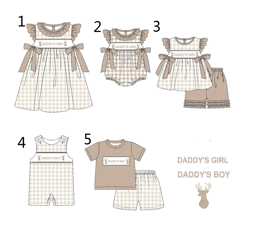 Letné svetlo hnedé tlačené krátke rukávy Boutique Suits and Combessuits pre chlapcov a dievčatá