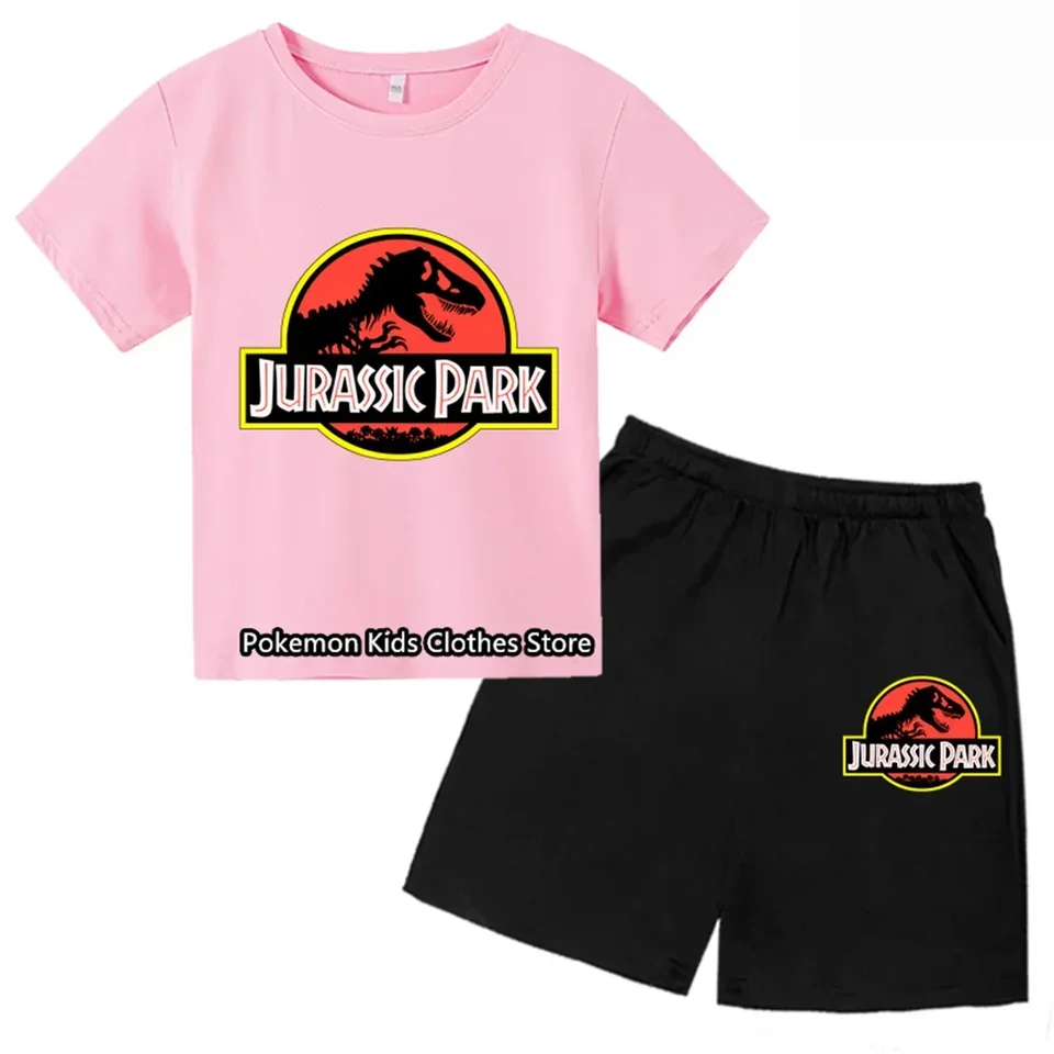 Letné tričko Jurassic Park Tshirt Set Jurassic World Dinosaur Men Ženy Módne nadmerne nadmerné tričko Kids chlapci chlapci Tops Tops Oblečenie