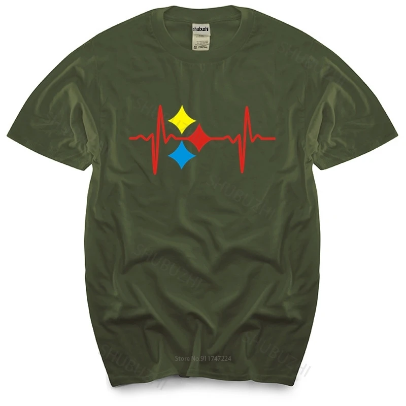Letné tričko Men Značka teeshirt Steelers Heart Beat Custom Mens Trič