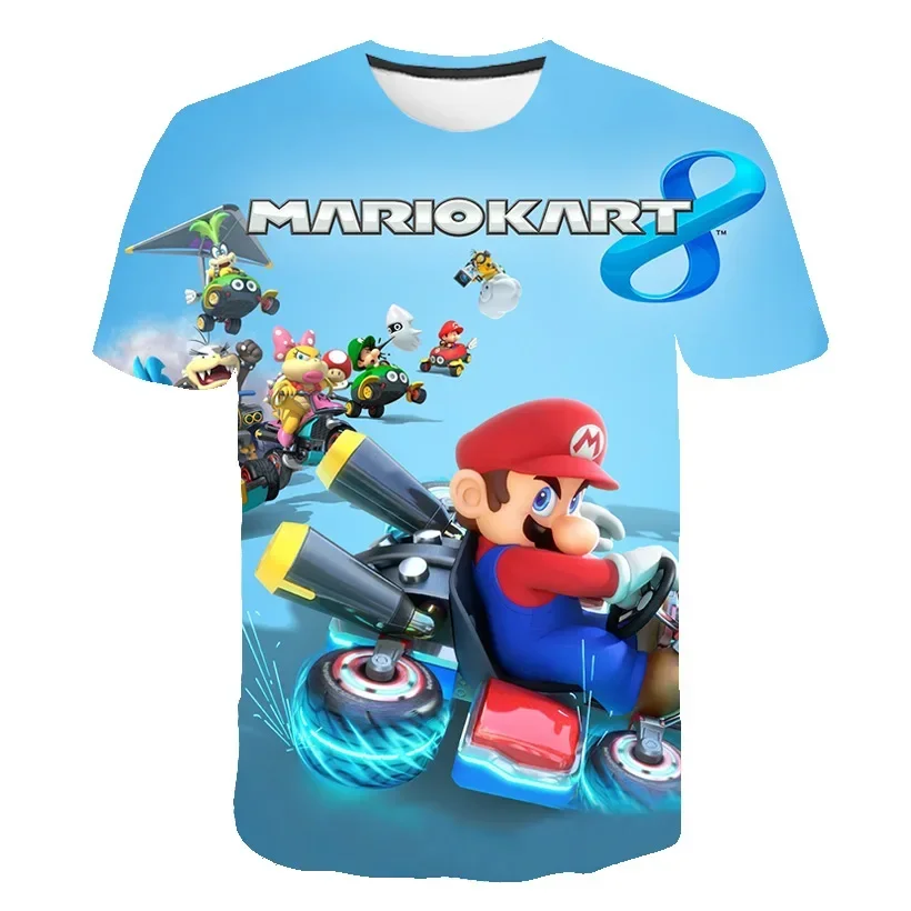 Letné tričko Super Mario Bros Tričko Kids deťom harajuku módne neformálne tričko chlapec Dievčatá Polyester letné mužy Ženy krátky rukáv
