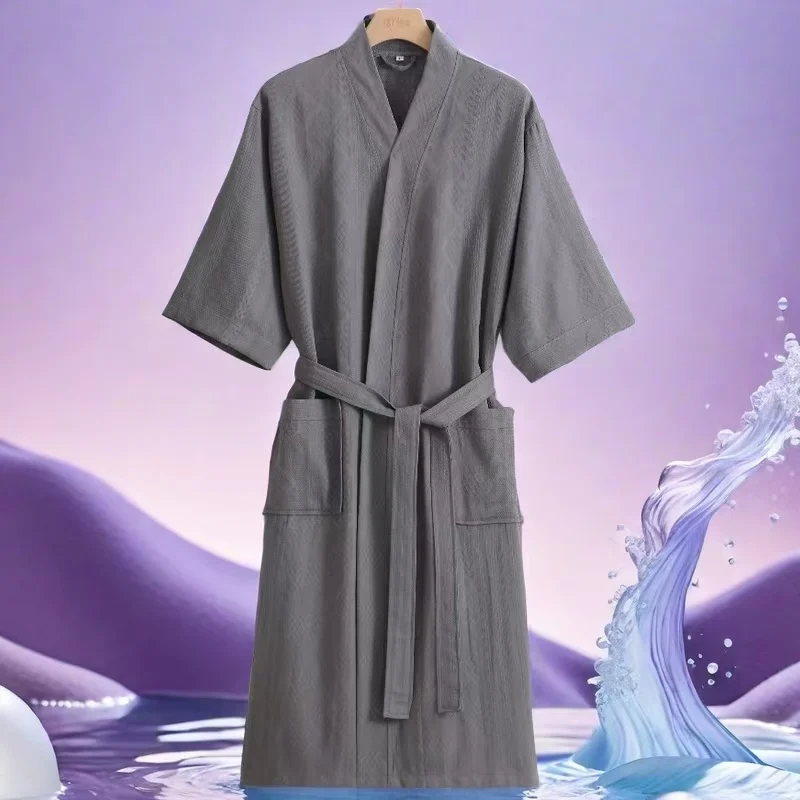Letné vafle pár kúpeľne rúcho kimono uterák župan muži Muži dresingové šaty V-krk Domáca sprcha Robes Ženy milovníci spánku oblečenie