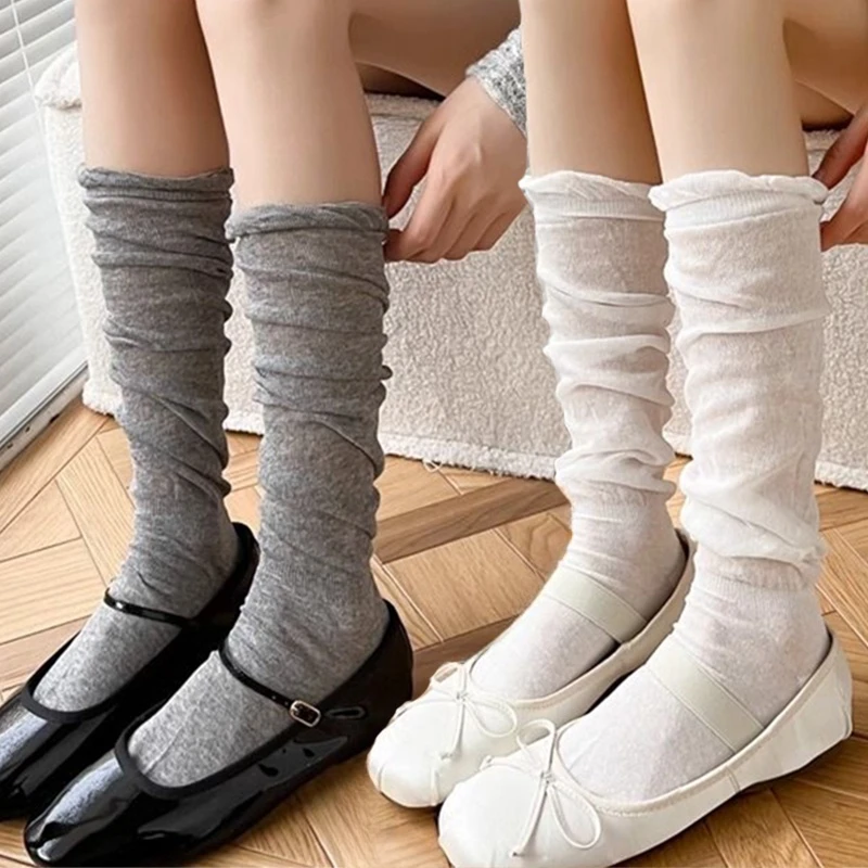 Letné čierne biele pančuchy Ženy Dievčatá stehno vysoké dlhé ponožky jk japonské legíny tenké voľné kostýmy sladké baletné pančuchy