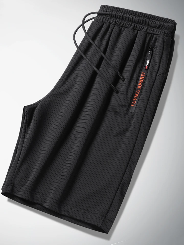 Letné čierne sieťové mikiny muži Men Sportswear Priedušné nylonové priame krátke lýtka plus veľkosť voľných ležérnych telocvične 8xl 9xl