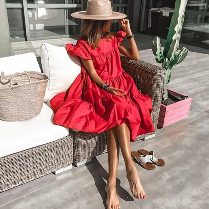 Letné šaty 2023 Ženy Summer Sundress Holiay Vintage Hougled Evening Party Šaty lesom vestidos femme rúcho