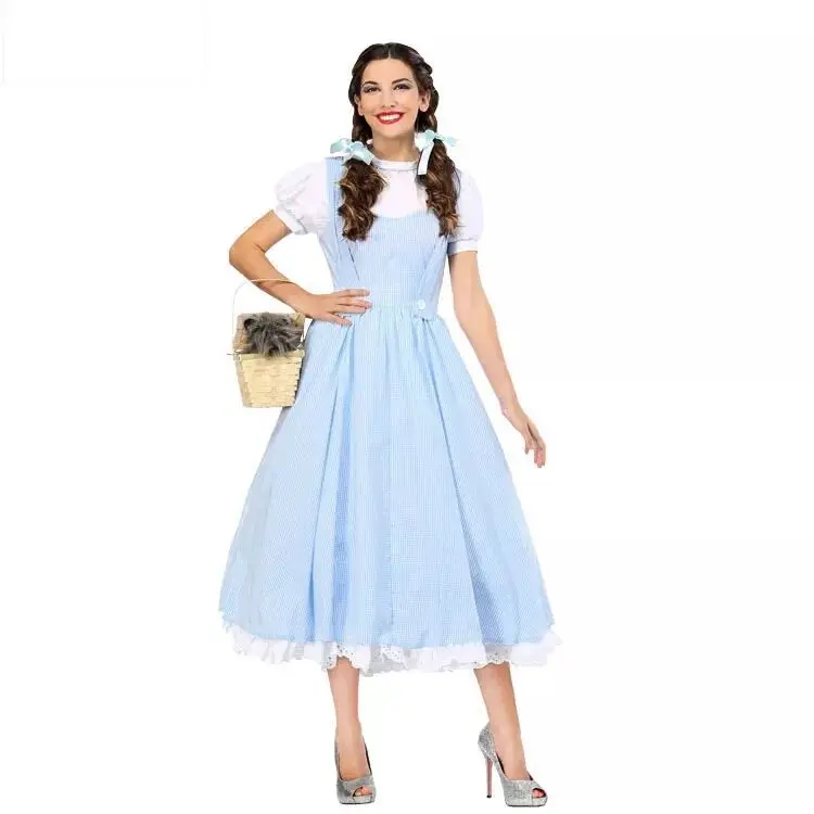 Letné šifónové camisole šaty pre dospievajúcich formálny tanec pre dospelých Deluxe Girl kostým Bohemian tlač modrá Gingham Dámske šaty