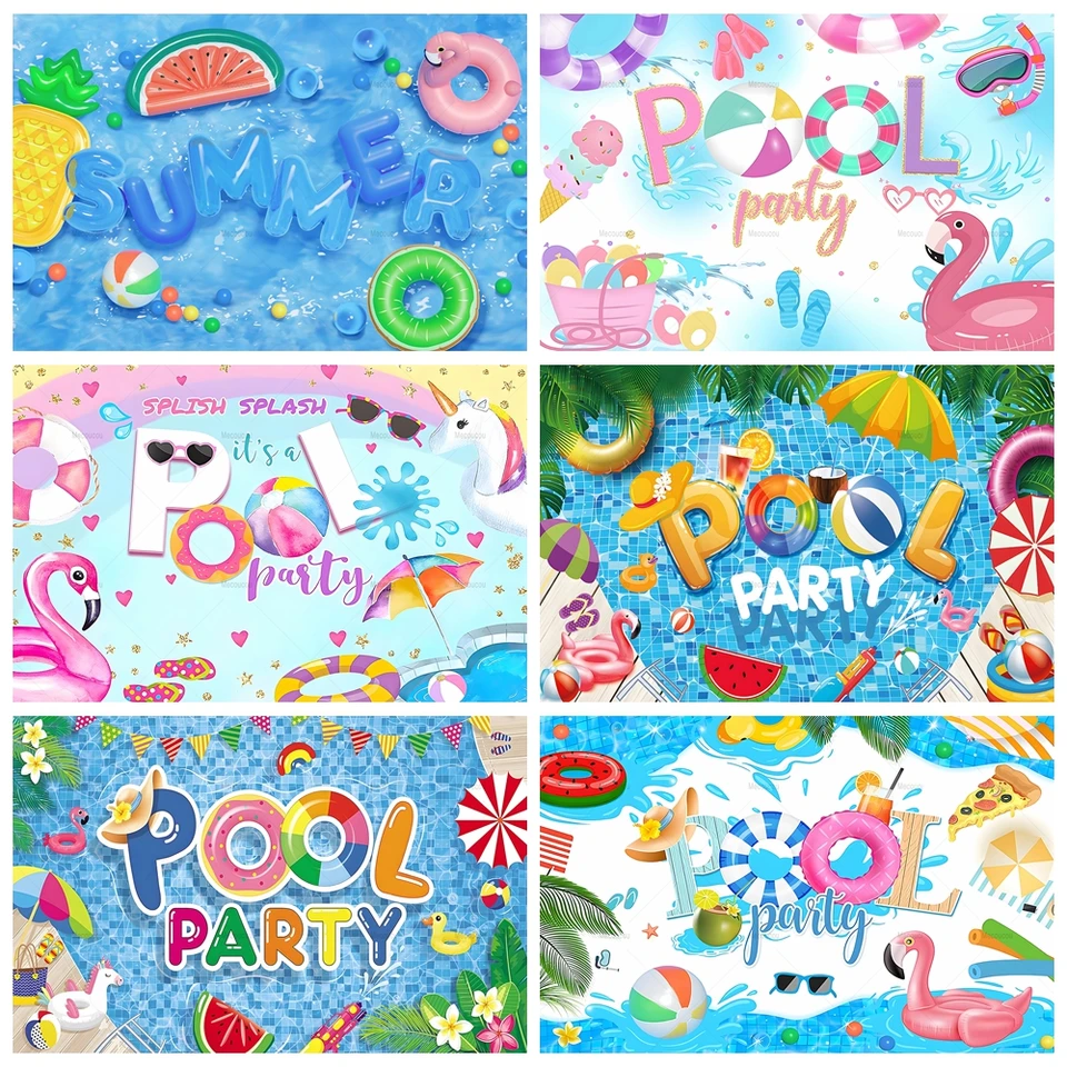 Letný bazén Party Fruit Wave Waves Ball Banner Pozadie Vlastné plávanie Dospelé dieťa narodeniny Photography Plagát Decorácie pozadie