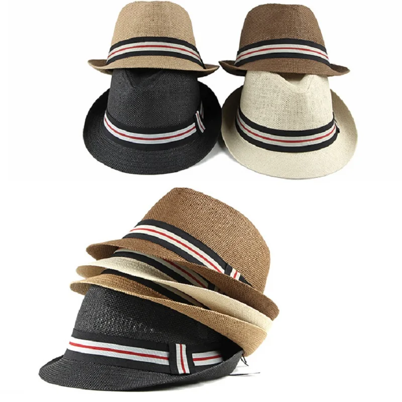 Letný britský jazzový klobúk pre mužov stredného veku Ženy Cowboy Top Hat Luxury Designer Svadobná strana Fedora Caps kapota slamy plážový klobúk