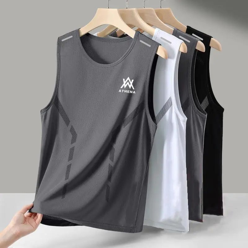 Letný maratón Quick Dry Sports Tank Top Pánska bez rukávov Top Running Training Basketbal Loose Fit Men Tank Top Gym Tirk