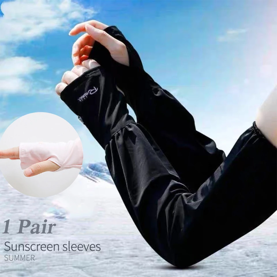 Letný proti UV Slnečný krém rukávy pre ženy pre ženy Vonkajšie hnacie hodvábny slnečný kryt Arm kryt Anti-Sunburn