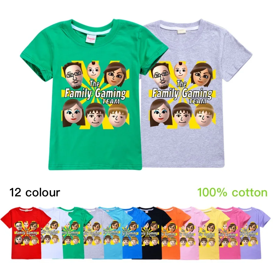 Leto New Big Boys fgteev Family Game Detské oblečenie pre dievčatá Trhirky s krátkym rukávom Fgteen Funny Grinch Tirls