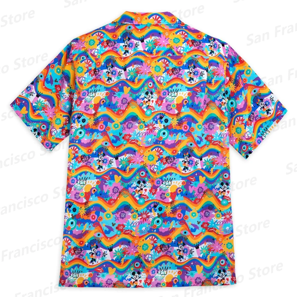 Leto New Disney Mickey Mouse Rainbow Bright 3D Full Tlač karikatúry Cartoon Pattern a dievčenské košele Dieťa/dospelé neformálne rukávy Horúce