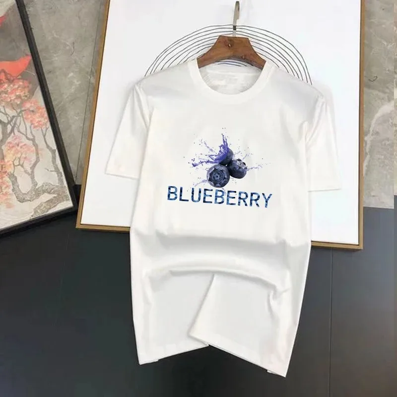 Leto New Luxury Brand Blueberry Tričko Pánske a dámske krátke rukávy Top sfarbené módne módny vzor Tlačené tričko