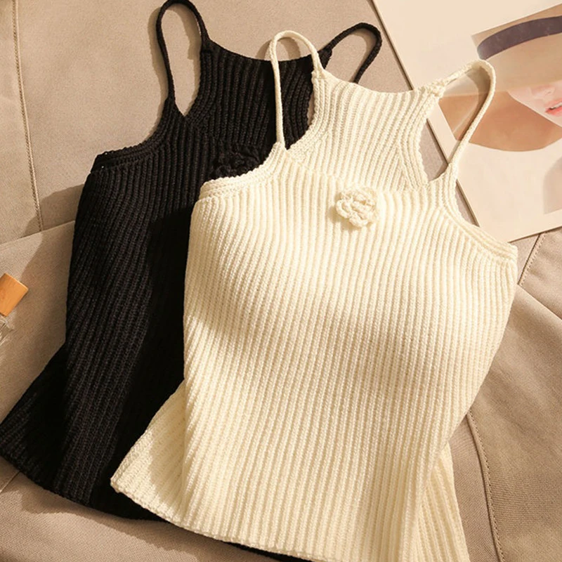 Leto sexy kvetinové pletené pletené dámske dámske masívne farebné rukávy štíhle plodiny