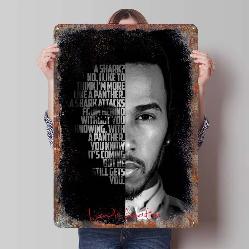 Lewis Hamilton Tinplate Sign Sports plagát Vintage Domáce dekorácie Prispôsobiteľné kovové značky pre nástenné umenie dekorácie retro izba