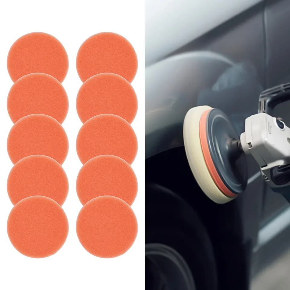 Leštenie špongie 10ks 75 mm3inch leštiaca špongia oranžová hladká plochá špongia leštenie voskovacia súprava pre leštičku automobilov