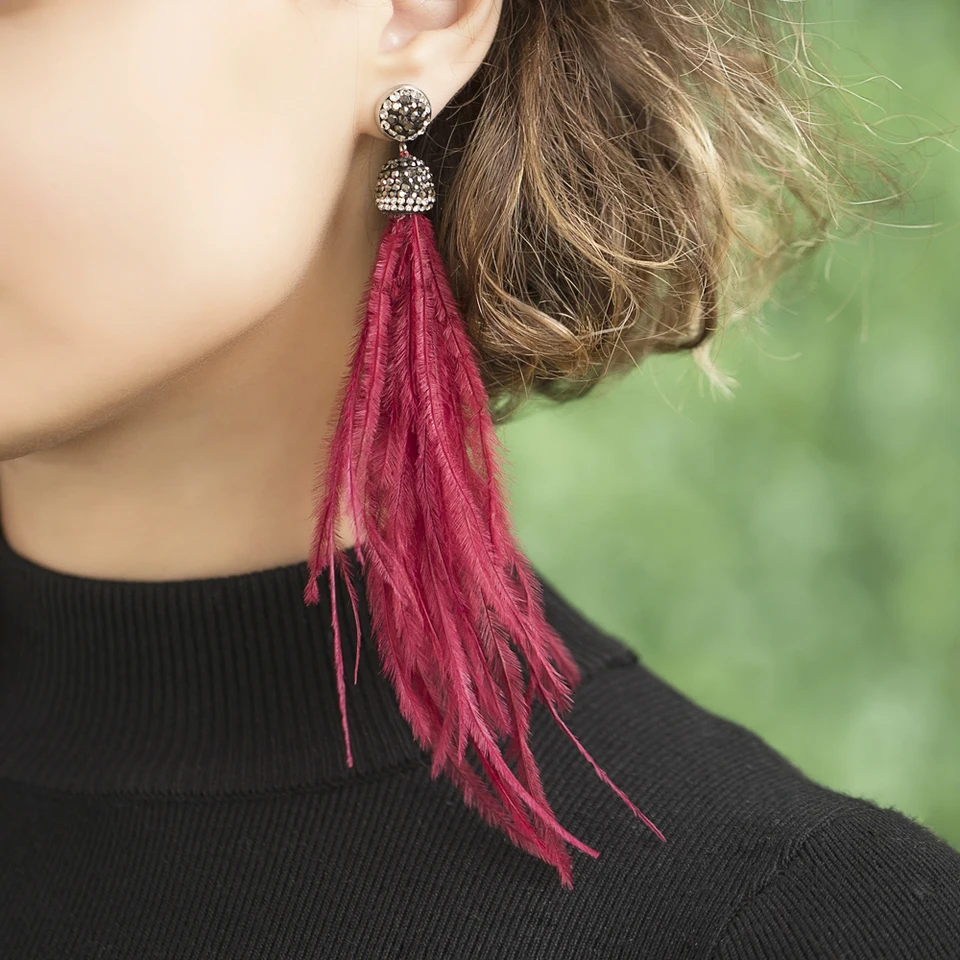 LFPU Vintage dlhé náušnice z peria Bohemain perla kvapky Dangle náušnice pre ženy dievčenské šperky
