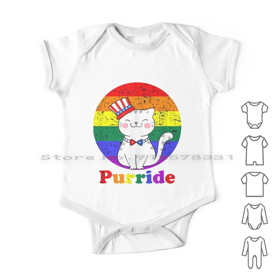 LGBT Cat Lovers Purride Dúhová vlajka American Flag LGBTQ Novorodenecké detské oblečenie Rímky bavlnené kombinézy Cat Lovers Purride